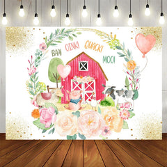 Lofaris Sparkle Floral Wooden House Animal Birthday Backdrop