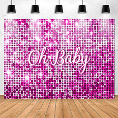 Lofaris Sparkle Pink Sequin Girl Simple Baby Shower Backdrop