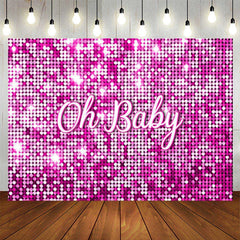 Lofaris Sparkle Pink Sequin Girl Simple Baby Shower Backdrop