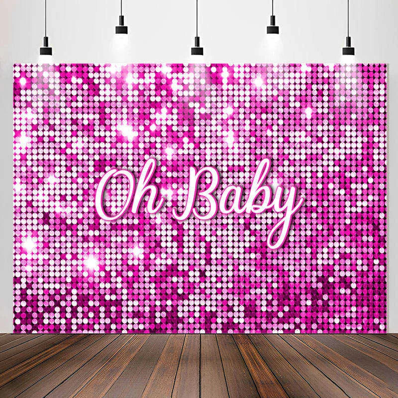 Lofaris Sparkle Pink Sequin Girl Simple Baby Shower Backdrop