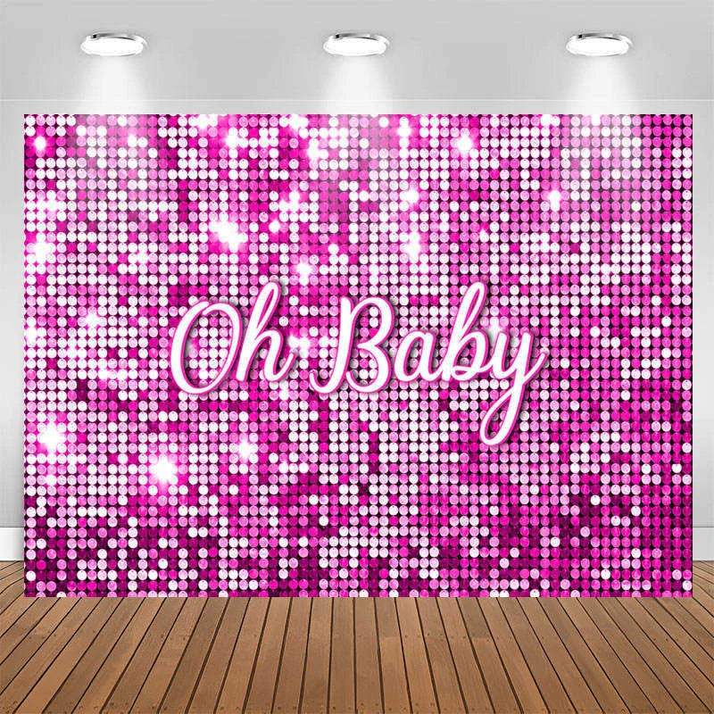 Lofaris Sparkle Pink Sequin Girl Simple Baby Shower Backdrop