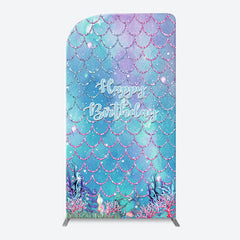 Lofaris Sparkle Scales Coral Mermaid Arch Birthday Backdrop