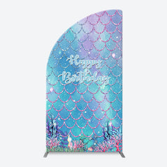 Lofaris Sparkle Scales Coral Mermaid Arch Birthday Backdrop