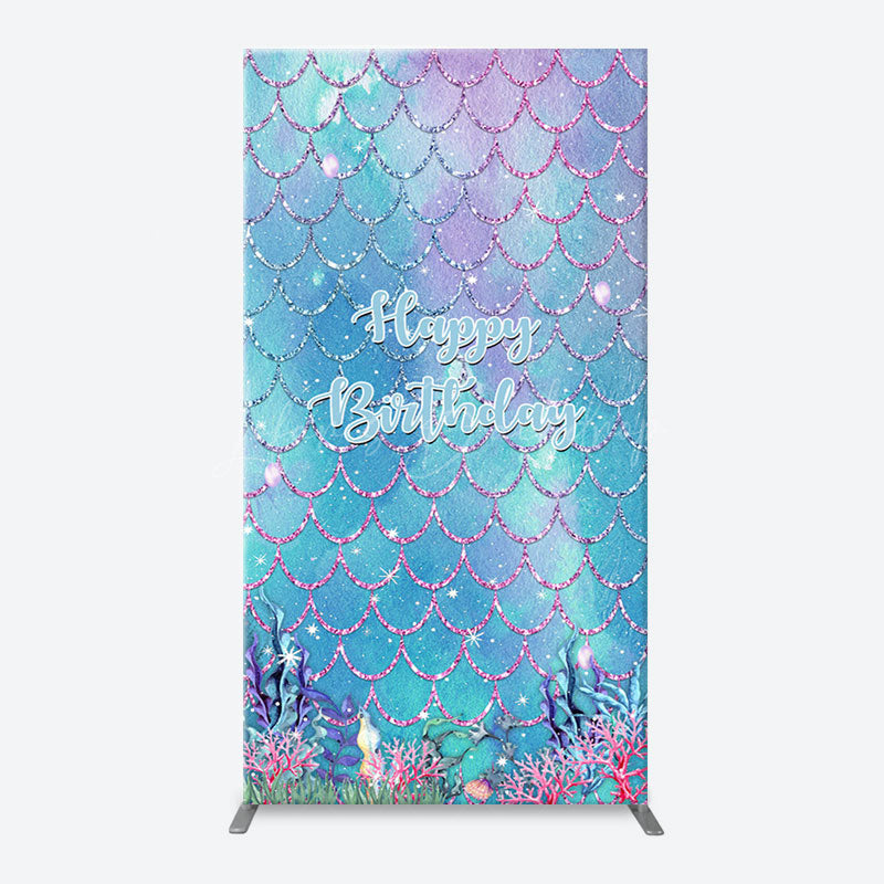 Lofaris Sparkle Scales Coral Mermaid Arch Birthday Backdrop