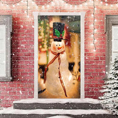 Lofaris Sparkle Snowman Bokeh Merry Christmas Door Cover