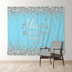 Lofaris Sparkling Diamond Light Blue Custom Birthday Backdrop