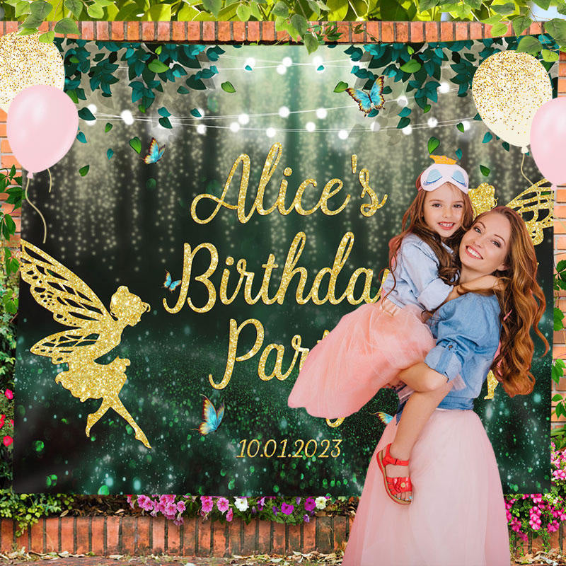 Lofaris Sparkling Elf Leaves Bokeh Custom Birthday Backdrop