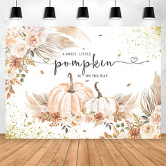 Lofaris Sparkling Floral Pumpkins Backdrop For Baby Shower