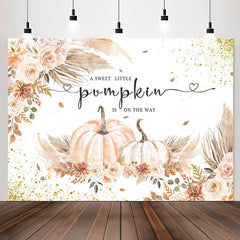 Lofaris Sparkling Floral Pumpkins Backdrop For Baby Shower