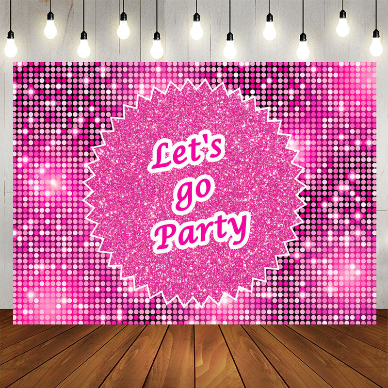 Lofaris Sparkling Sequin Pink Lets Go Party Backdrop For Girls