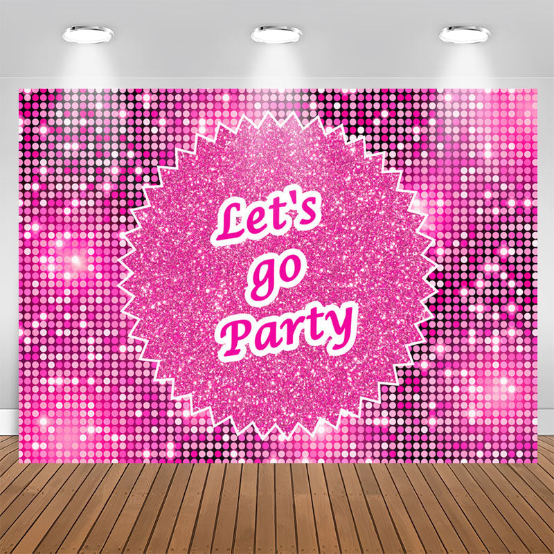 Lofaris Sparkling Sequin Pink Lets Go Party Backdrop For Girls