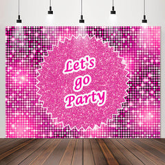 Lofaris Sparkling Sequin Pink Lets Go Party Backdrop For Girls