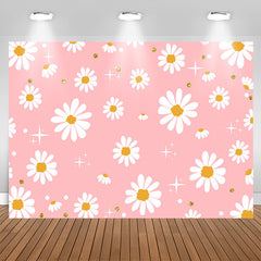 Lofaris Sparkling White Flowers Pink Girls Party Backdrop