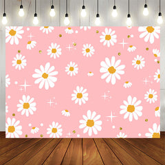 Lofaris Sparkling White Flowers Pink Girls Party Backdrop