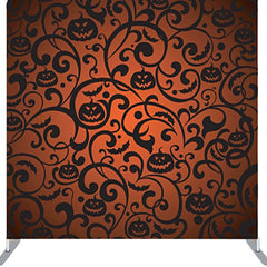 Lofaris Special Swirl Pumpkin And Bats Red Halloween Backdrop