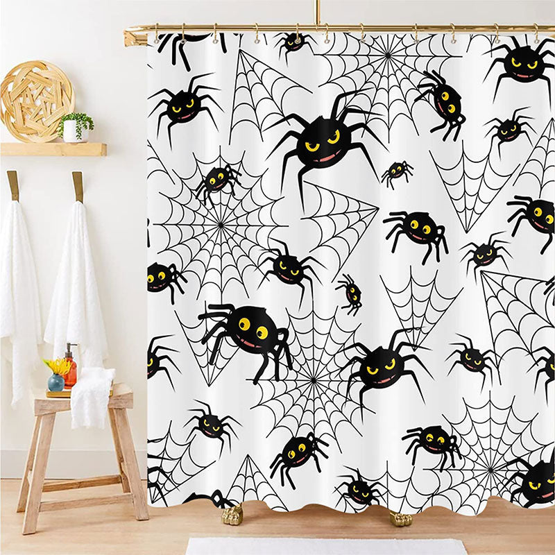 Lofaris Spider Web Pattern White Bathroom Shower Curtain