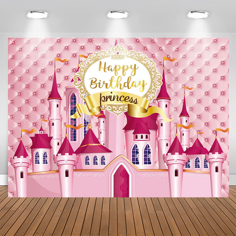 Lofaris Splendid Pink Fairy Castle Princess Birthday Backdrop
