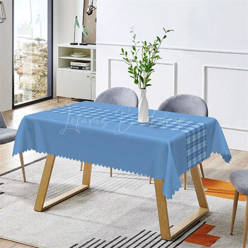 Lofaris Splicing Retro Blue Checkered Rectangle Tablecloth