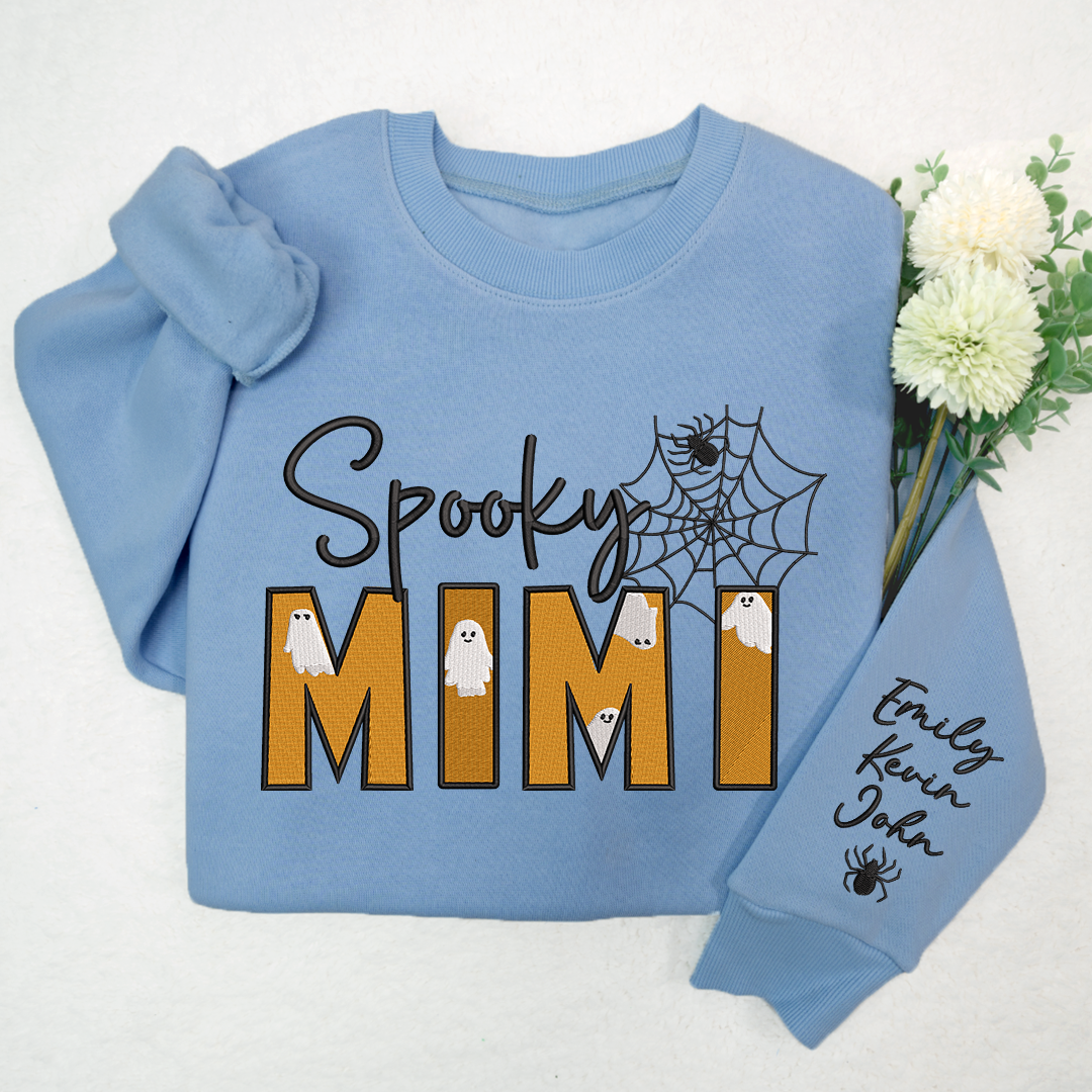 Lofaris Spooky Mimi Halloween Embroidered Custom Sweatshirt