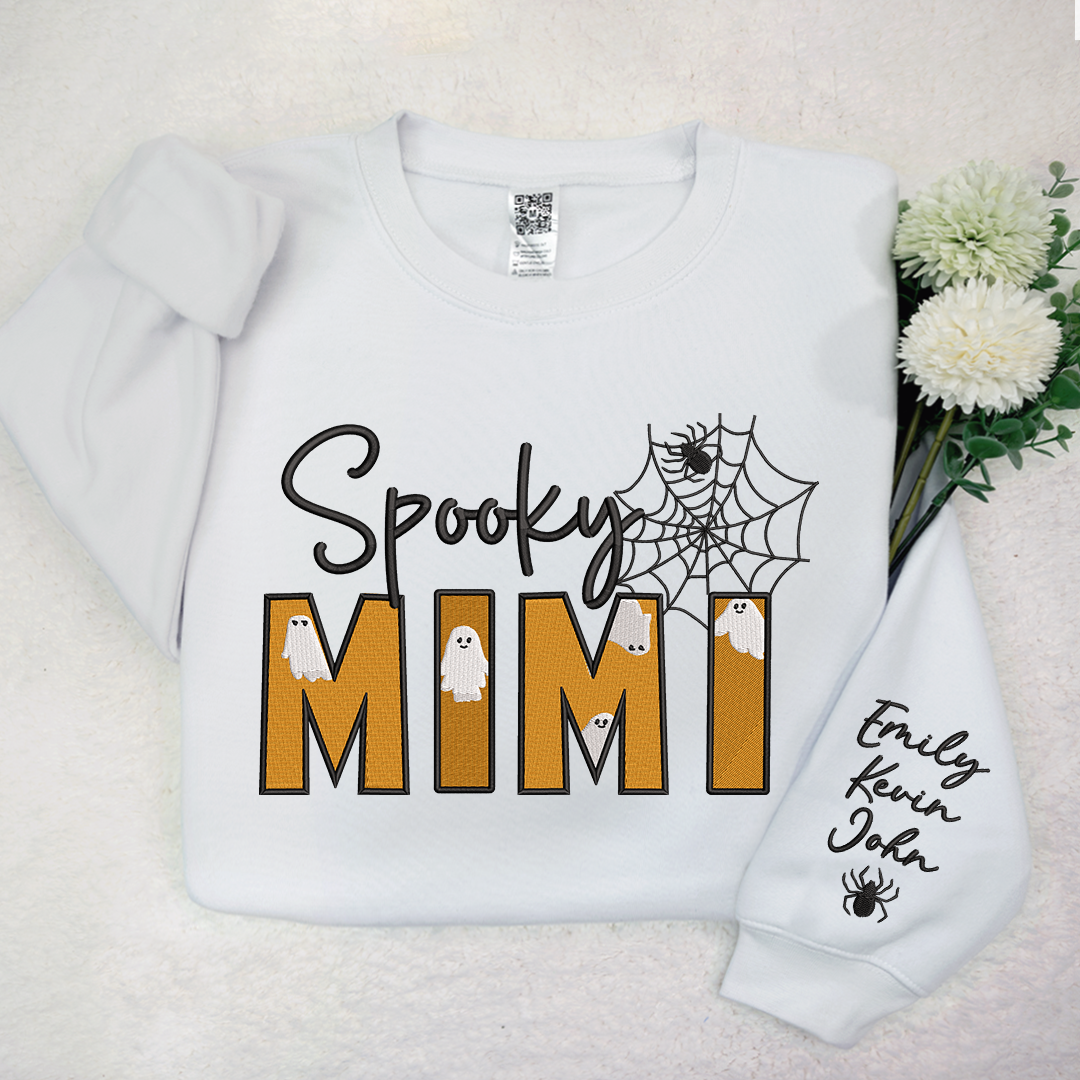 Lofaris Spooky Mimi Halloween Embroidered Custom Sweatshirt