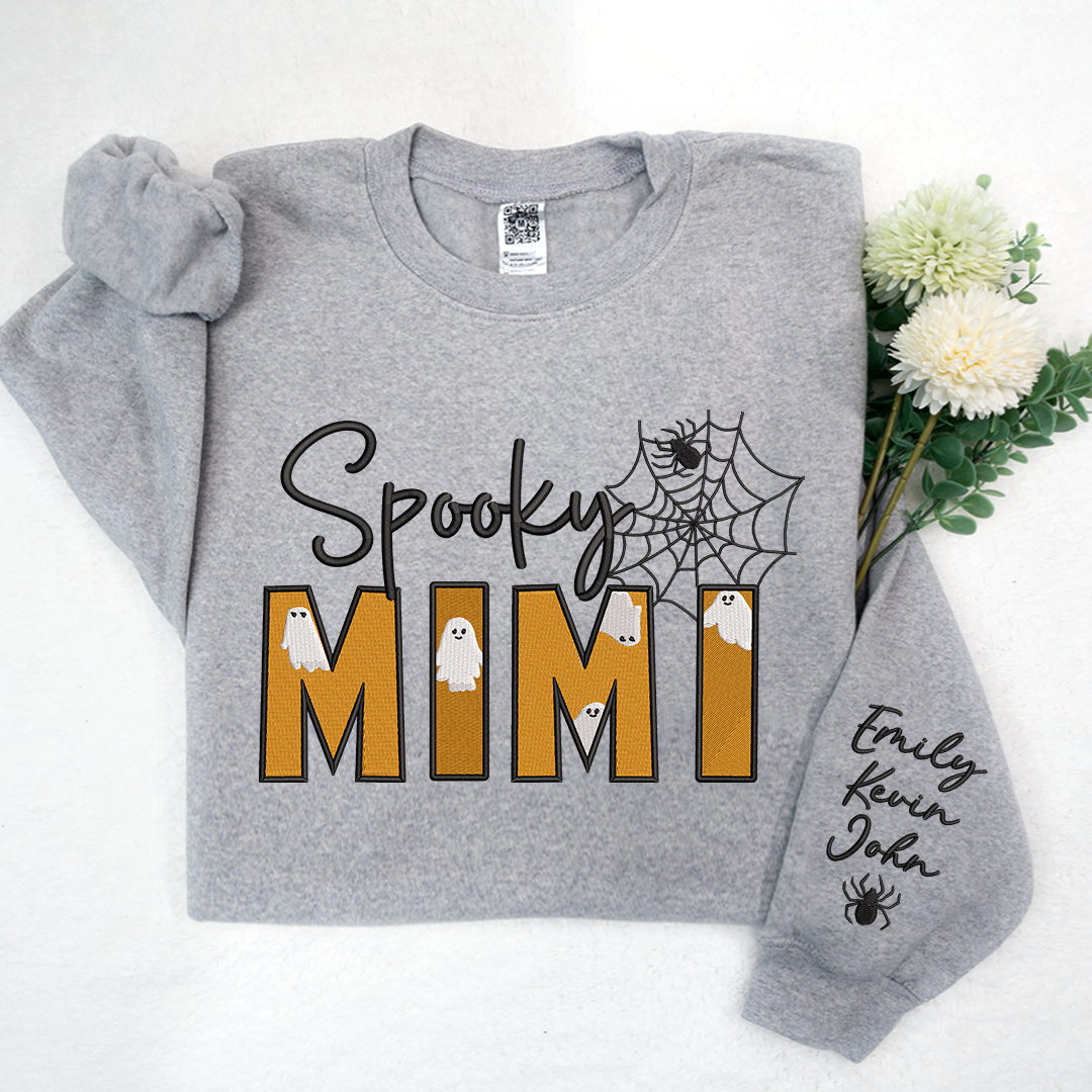 Lofaris Spooky Mimi Halloween Embroidered Custom Sweatshirt