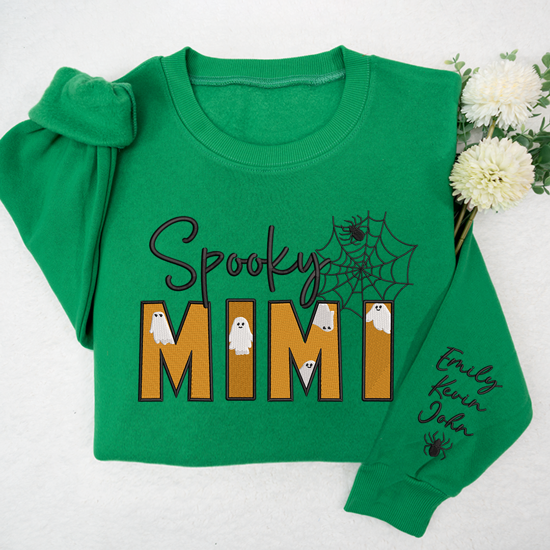 Lofaris Spooky Mimi Halloween Embroidered Custom Sweatshirt