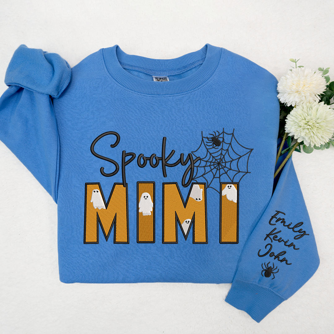 Lofaris Spooky Mimi Halloween Embroidered Custom Sweatshirt
