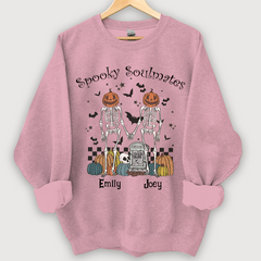 Lofaris Halloween Couple Matching Shirts Spooky Soulmates Shirt Cute Bride and Groom Fall Season Sweatshirt