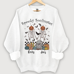 Lofaris Halloween Couple Matching Shirts Spooky Soulmates Shirt Cute Bride and Groom Fall Season Sweatshirt