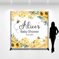 Lofaris Spring Bee Custom Name Baby Shower Backdrop