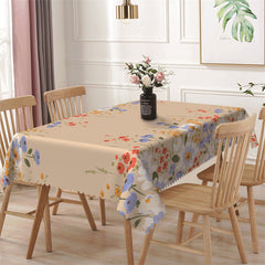 Lofaris Spring Blooming Flowers Khaki Rectangle Tablecloth