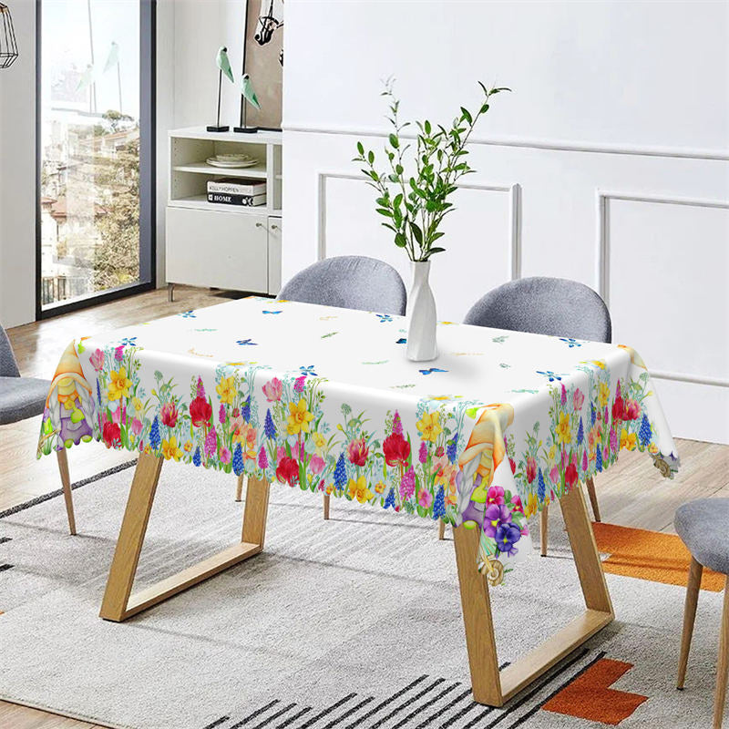Lofaris Spring Colorful Floral Leaves Butterflies Tablecloth