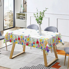 Lofaris Spring Colorful Floral Leaves Butterflies Tablecloth
