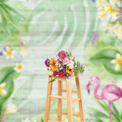 Lofaris Spring Floral Monstera Wooden Wall Photo Backdrop
