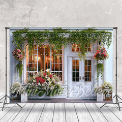 Lofaris Spring Flower Store Doors And Windows Photo Backdrop