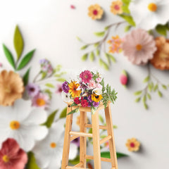 Lofaris Spring Fresh 3D Leaves Flowers Fine Art Backdrop