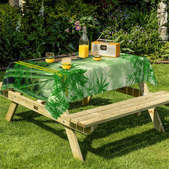 Lofaris Spring Green Bamboos Pavilion Bokeh Kitchen Tablecloth