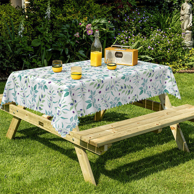 Lofaris Spring Green Leaves Repeat Tablecloth For Home Decor