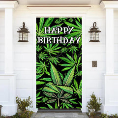 Lofaris Spring Green Plant Leaves Happy Birthday Door Cover