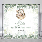 Lofaris Spring Leaves Hedgehog Custom 1st Birthday Backdrop