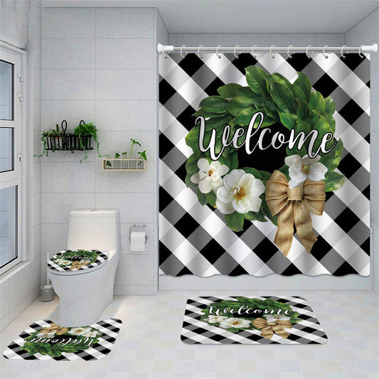 Lofaris Spring Magnolia Green Leaves Rustic Shower Curtain