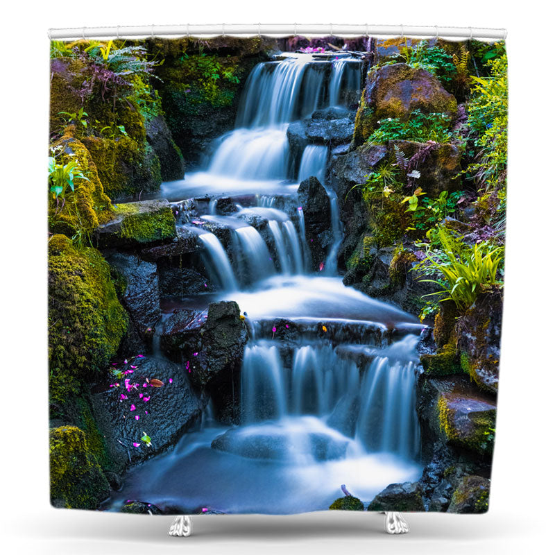 Lofaris Spring Mountain Stream Waterfall Photo Shower Curtain