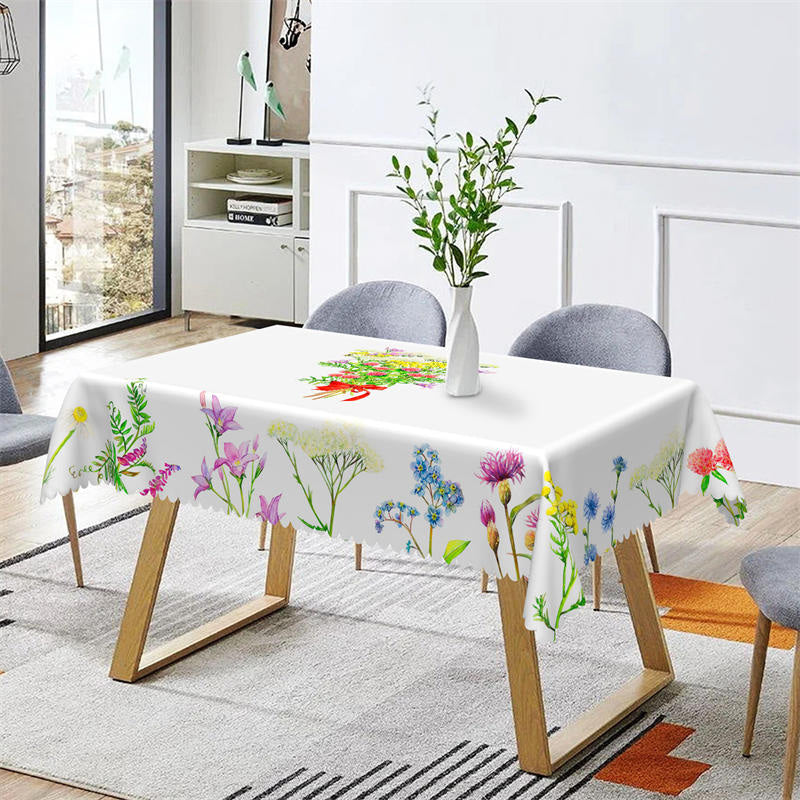 Lofaris Spring Multicolor Flowers Pastoral Picnic Tablecloth
