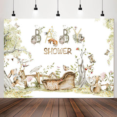 Lofaris Spring Tree Leaves Animals Floral Baby Shower Backdrop