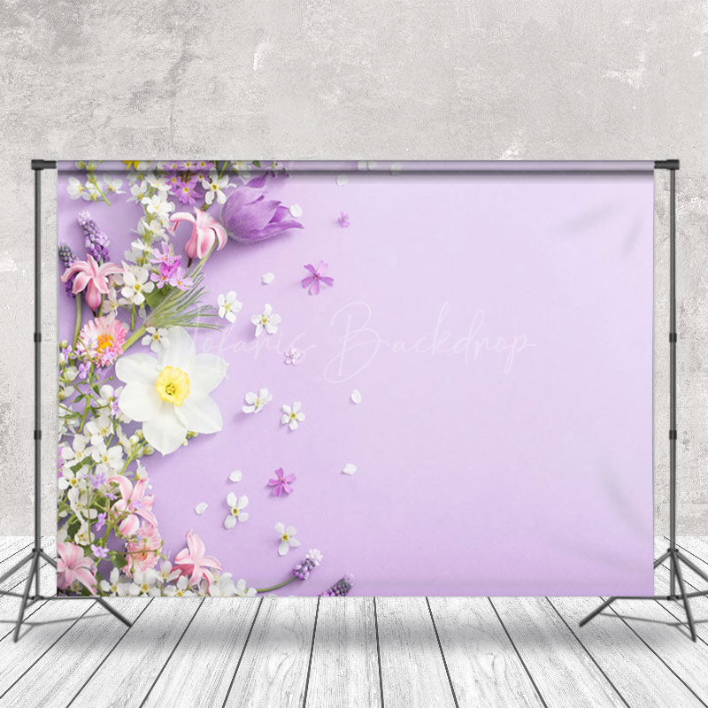 Lofaris Spring Various Floral Purple Wall Photo Backdrop