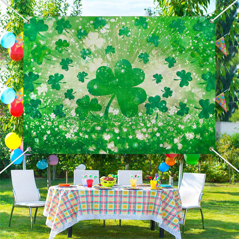 Lofaris Sputtered Dew Clover Daisy St Patricks Day Backdrop