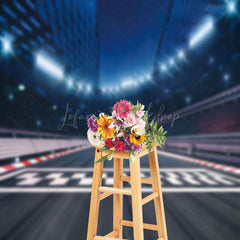 Lofaris Stadium Night Race Track Photography Backdrop