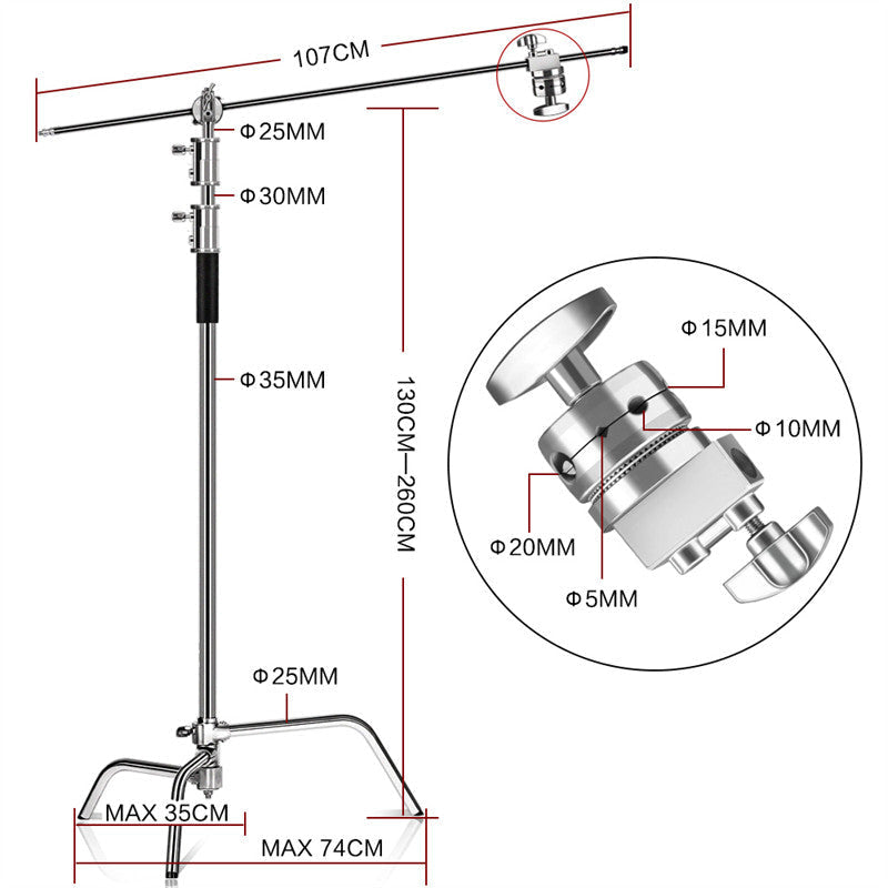 Lofaris Stainless Steel Foldable Tripod Light Stand For Photo