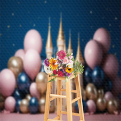 Lofaris Star Night Balloons Gold Castle Cake Smash Backdrop