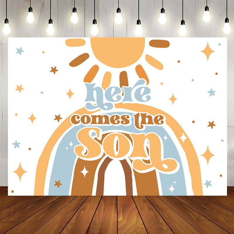 Lofaris Star Sun Here Comes The Son Baby Shower Backdrop